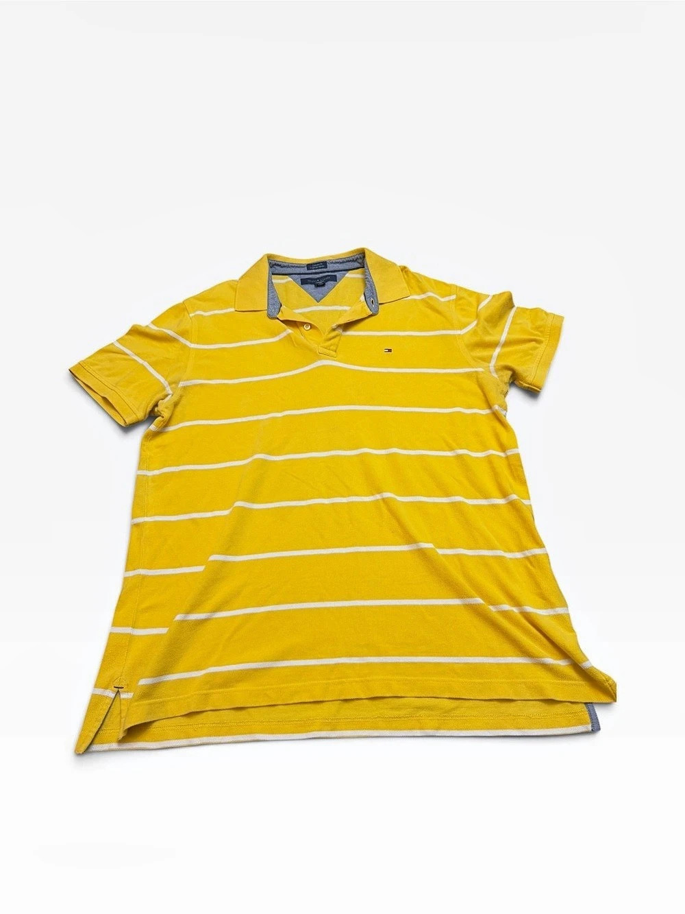 Tommy Hilfiger Custom Fit Striped Polo Shirt Yellow & White XL